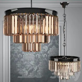 Chandelier rh odeon smoke glass fringe